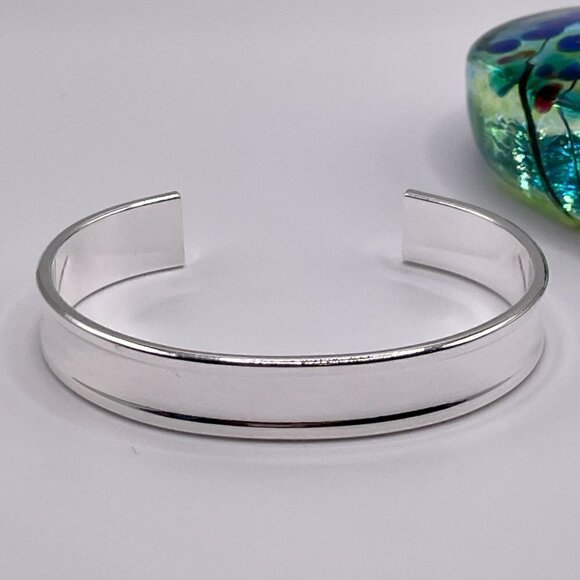 Sterling Silver Banded Medium width 12mm Cuff Bracelet #1126 - Picture 1 of 6